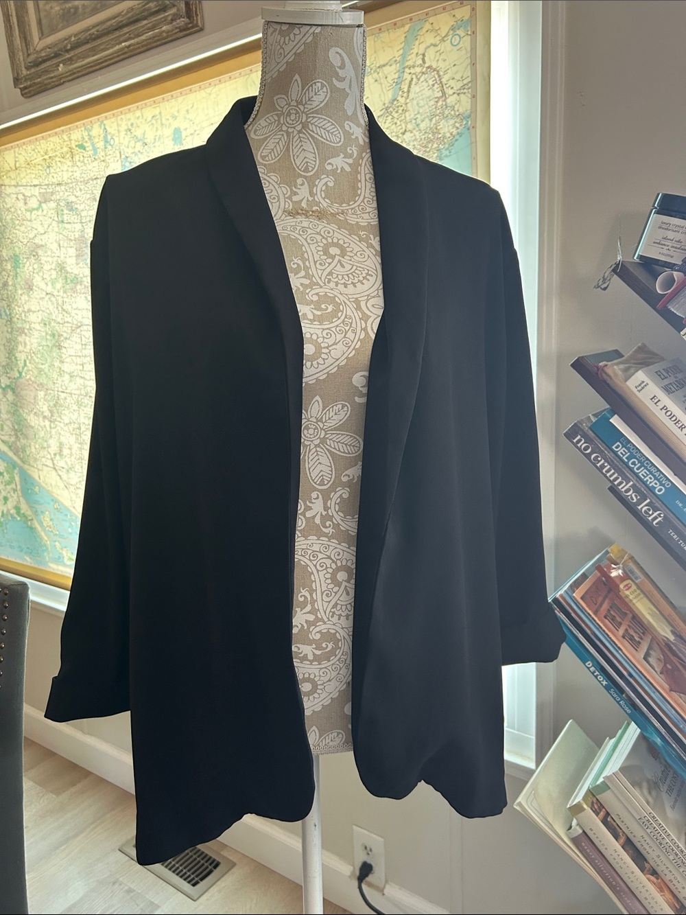 Chico's Black Open-Front Draped Blazer